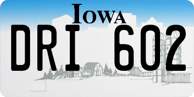 IA license plate DRI602