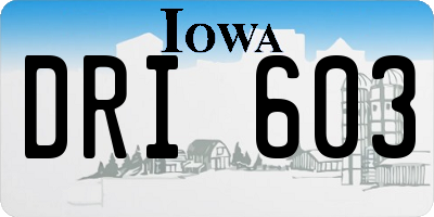 IA license plate DRI603
