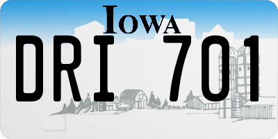 IA license plate DRI701