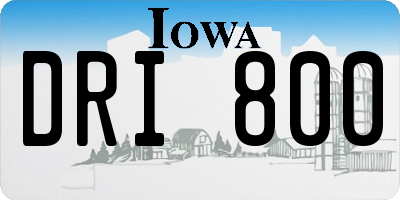 IA license plate DRI800
