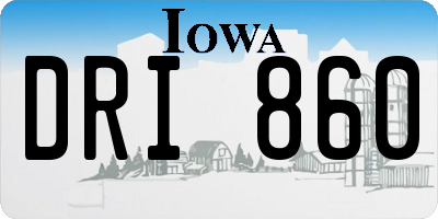 IA license plate DRI860