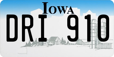IA license plate DRI910