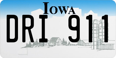 IA license plate DRI911
