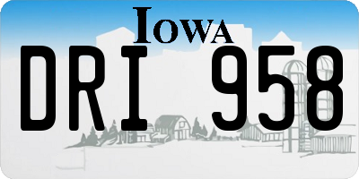 IA license plate DRI958