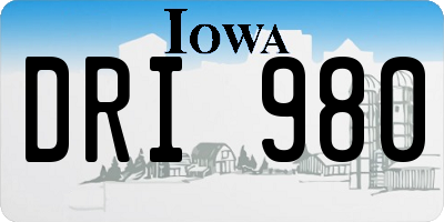 IA license plate DRI980