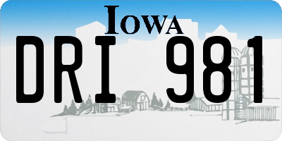 IA license plate DRI981