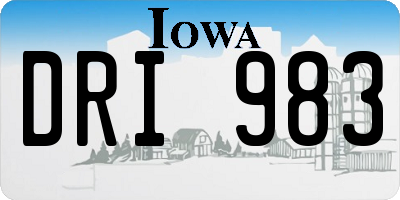 IA license plate DRI983