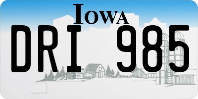 IA license plate DRI985
