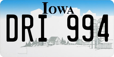 IA license plate DRI994