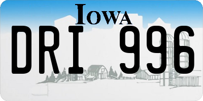 IA license plate DRI996