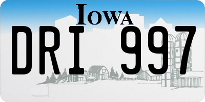 IA license plate DRI997