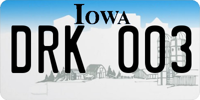 IA license plate DRK003