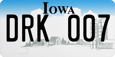 IA license plate DRK007