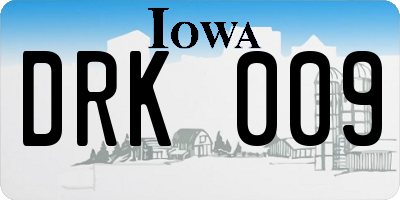 IA license plate DRK009