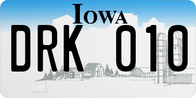 IA license plate DRK010
