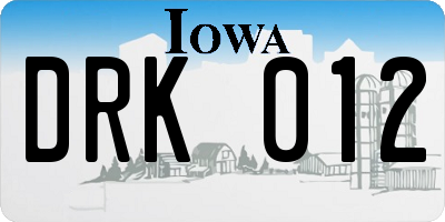 IA license plate DRK012