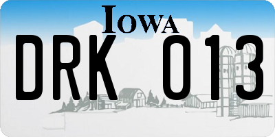 IA license plate DRK013