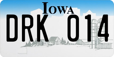 IA license plate DRK014