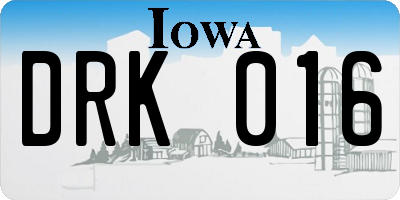 IA license plate DRK016