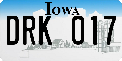 IA license plate DRK017