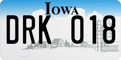 IA license plate DRK018