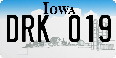 IA license plate DRK019