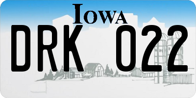 IA license plate DRK022