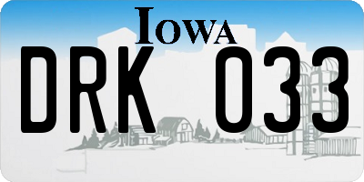 IA license plate DRK033