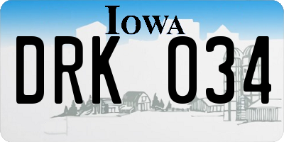 IA license plate DRK034