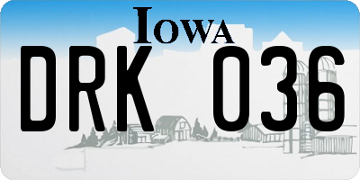 IA license plate DRK036