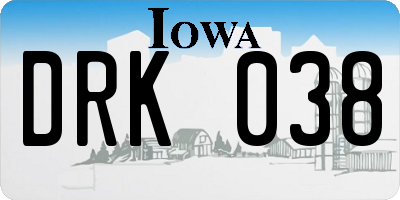 IA license plate DRK038