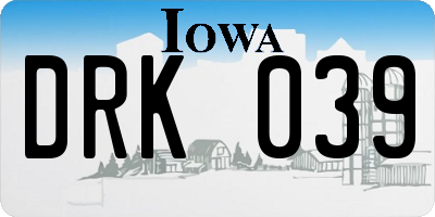 IA license plate DRK039