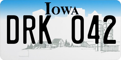 IA license plate DRK042