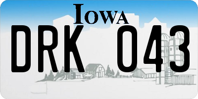 IA license plate DRK043
