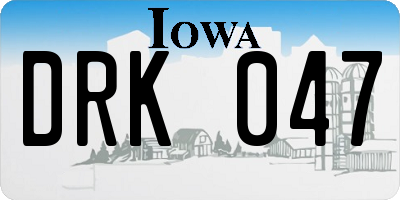 IA license plate DRK047