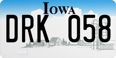 IA license plate DRK058