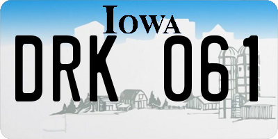 IA license plate DRK061
