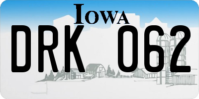 IA license plate DRK062
