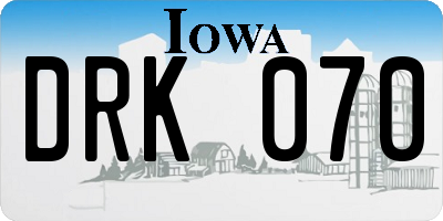 IA license plate DRK070