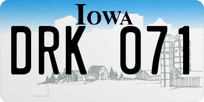 IA license plate DRK071