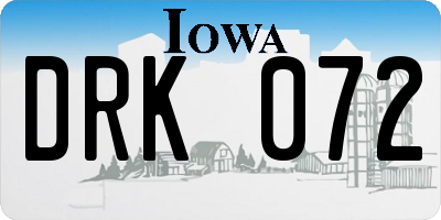 IA license plate DRK072
