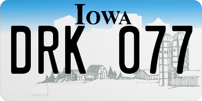 IA license plate DRK077