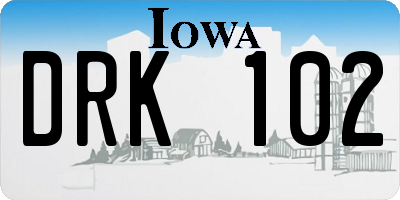 IA license plate DRK102