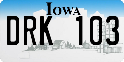 IA license plate DRK103