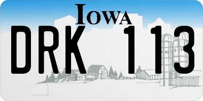 IA license plate DRK113