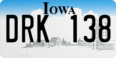 IA license plate DRK138