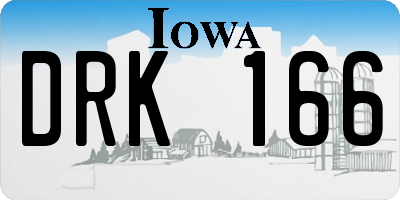 IA license plate DRK166