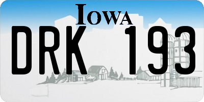 IA license plate DRK193