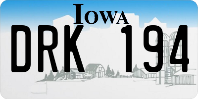 IA license plate DRK194