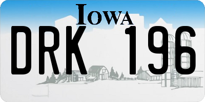 IA license plate DRK196